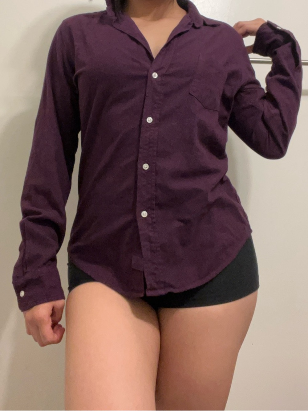 A26 Frank & Eileen | Women’s Deep Purple Button Down Shirt, single breast pocket - Picture 2 of 9